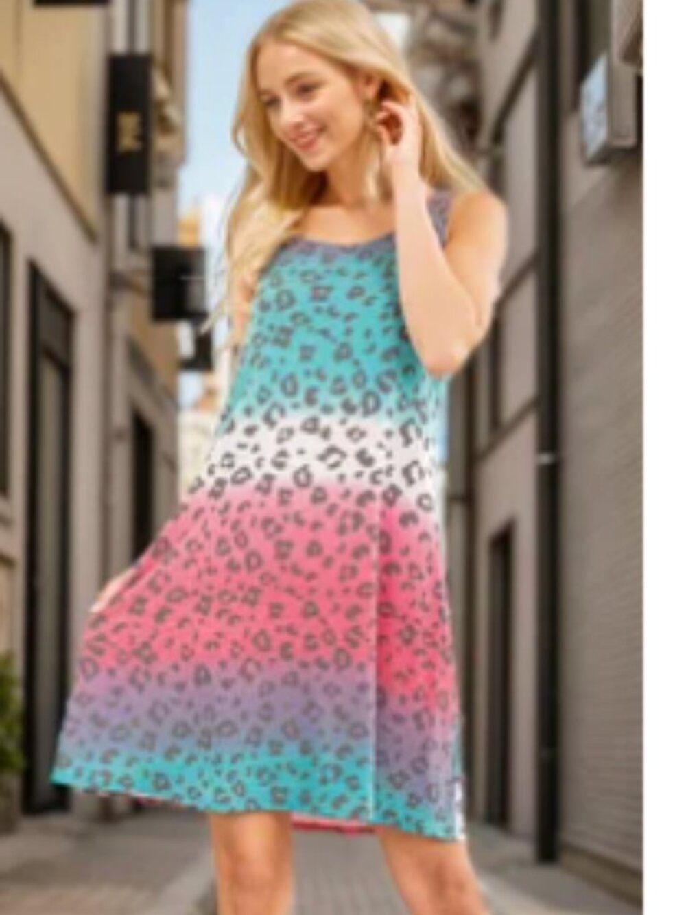 NEW! HEIMISH USA Multi Color Ombre And Animal Mini Dress Size 1X